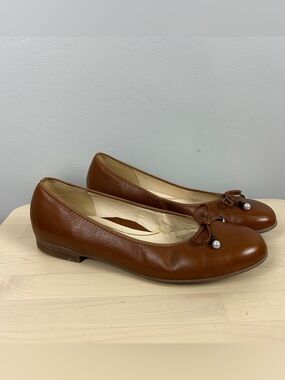 ARA Sardinia Ballet Flat Leather Brown Cognac 10/7.5UK Quality NeutralMinimalist